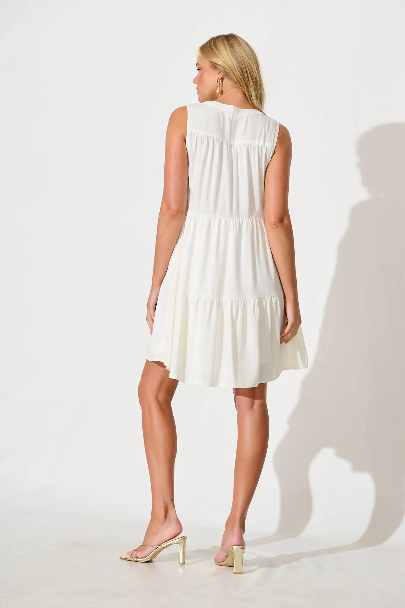 White Linen Blend Smock Dress by Melori