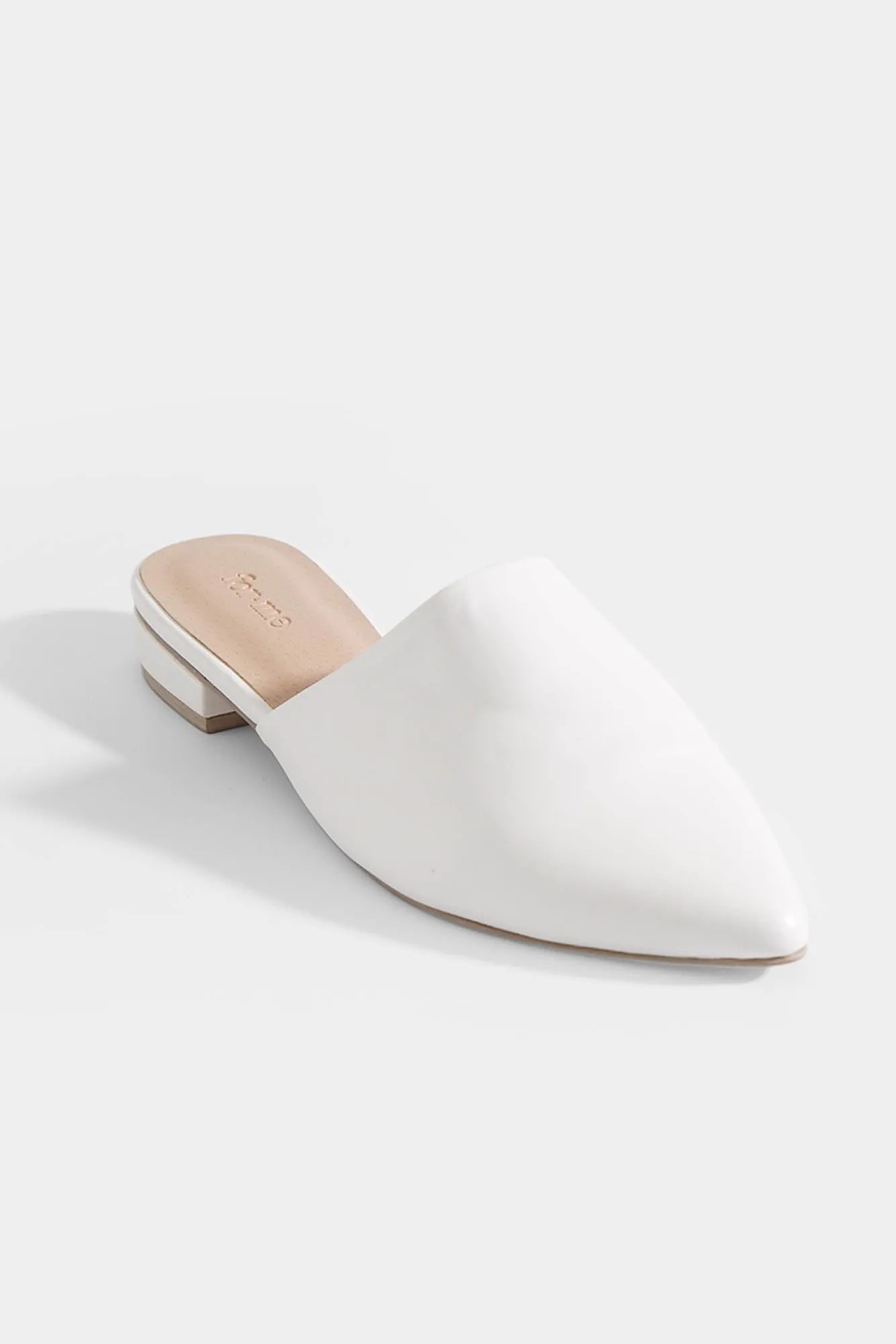 White Pointed Toe Mules