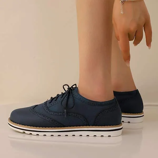 Women's Brogue Flat Lace-Up Vintage Shoes 12769966C