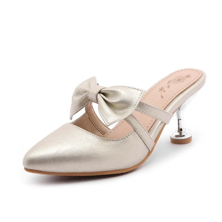 Women's's High Heels Glossy Butterfly Knot Spool Heel Stiletto Sandals