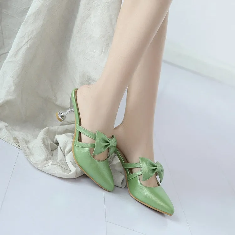 Women's's High Heels Glossy Butterfly Knot Spool Heel Stiletto Sandals