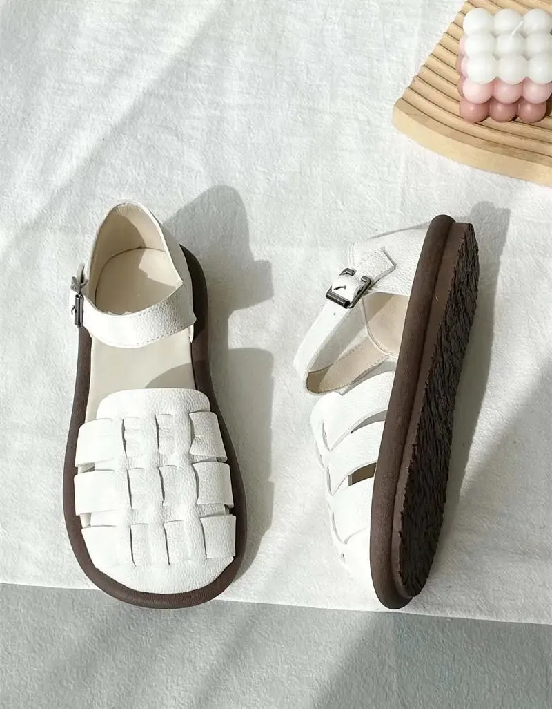 Woven Leather Flat Sandals