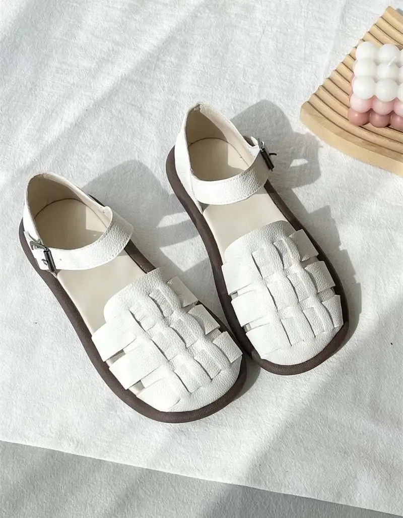 Woven Leather Flat Sandals